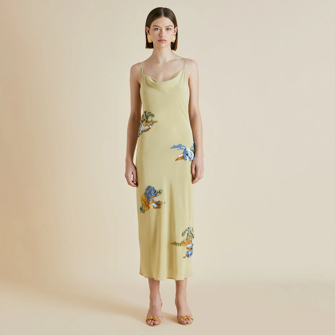 Bibi Demoiselle Yellow Mountain Silk Crêpe De Chine Slip Dress - Image 2
