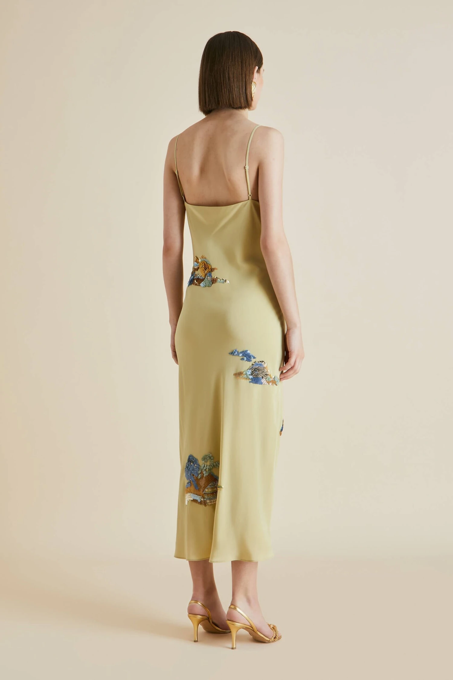 Bibi Demoiselle Yellow Mountain Silk Crêpe De Chine Slip Dress - Image 5