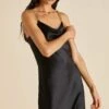 Bibi Jet Black Silk Satin Slip Dress