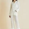 Casablanca Kiki Silk Crêpe De Chine Faux Fur Pajama Set