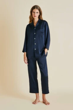 Casablanca Navy Silk Pajama Set