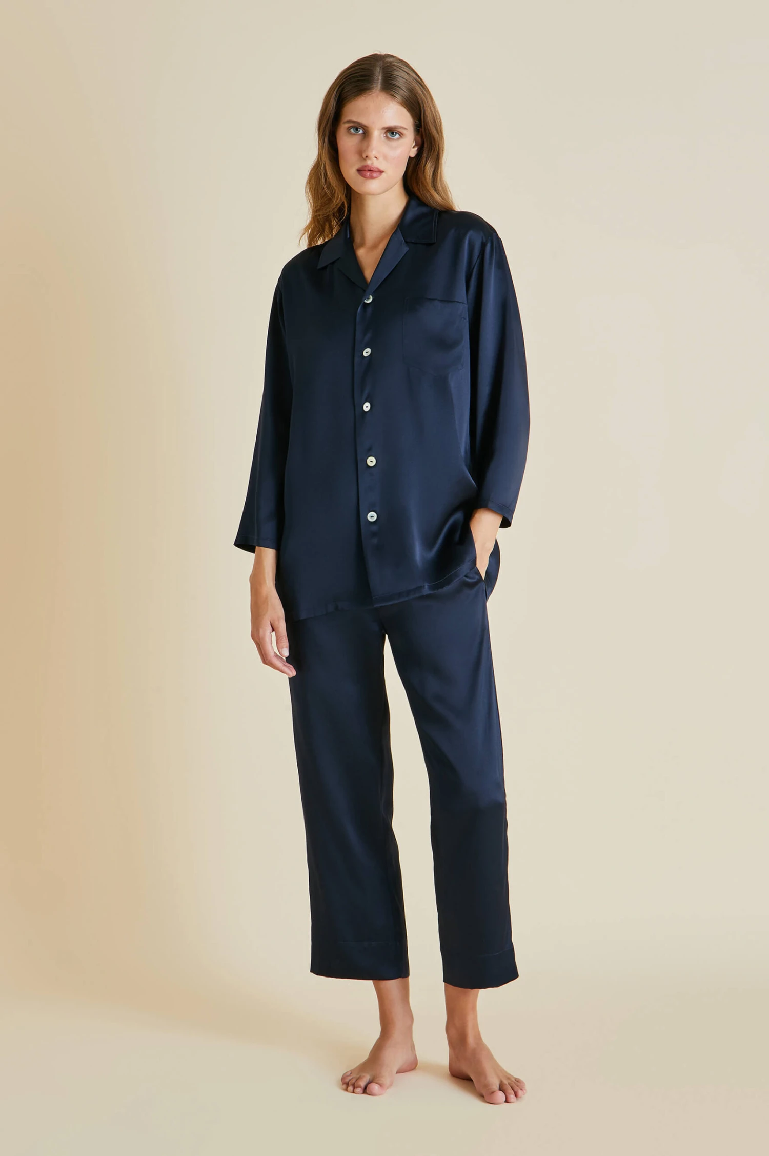 Casablanca Navy Silk Pajama Set