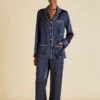 Coco Navy Silk Satin Pajama Set