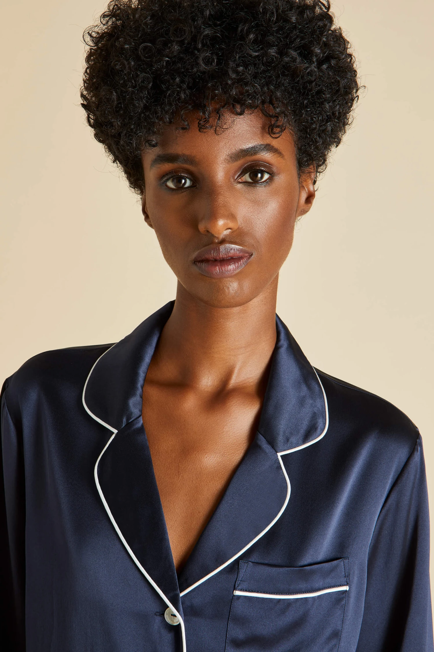 Coco Navy Silk Satin Pajama Set - Image 3