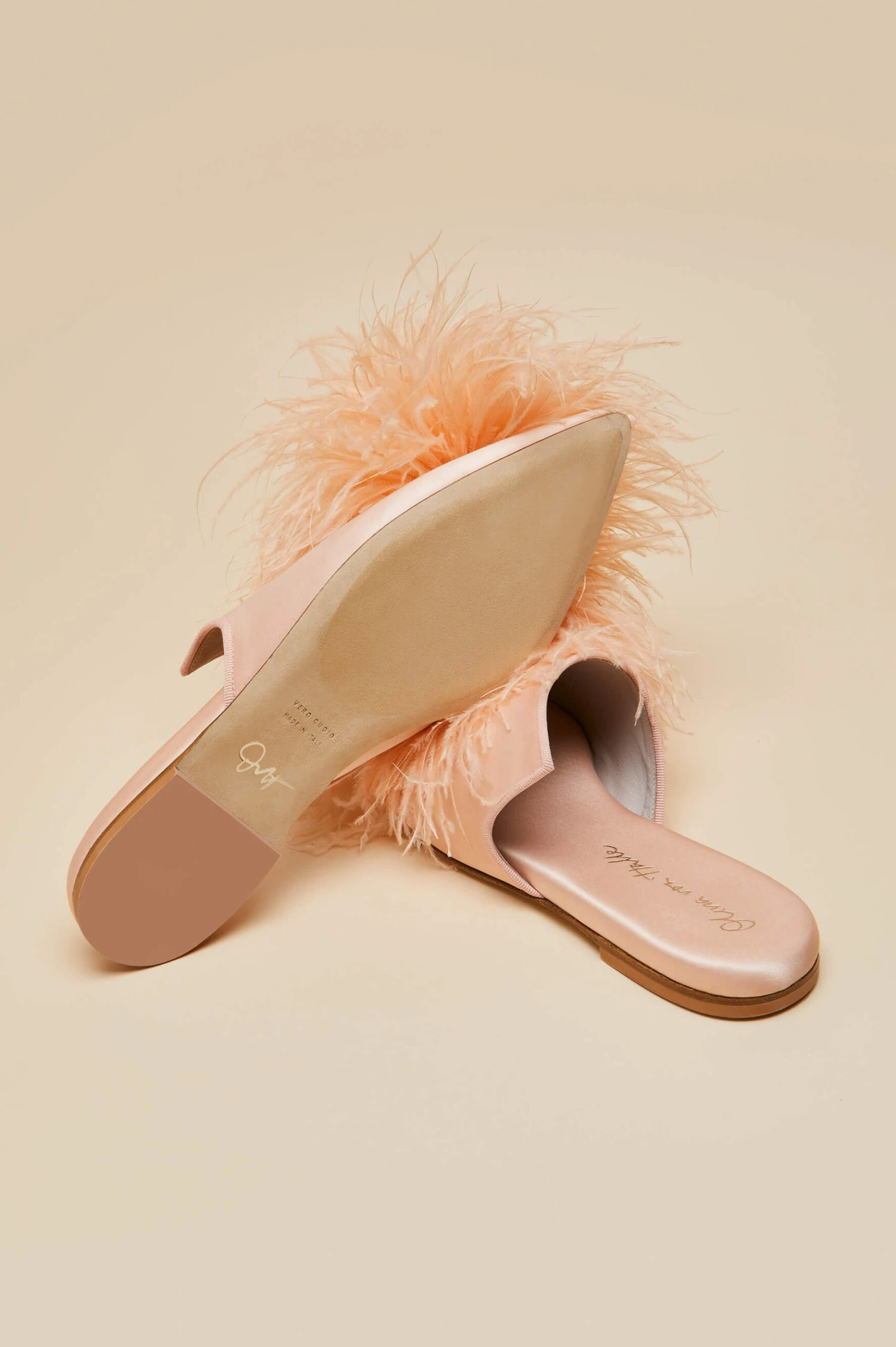 Contessa Minnie Silk Feather Slippers - Image 6