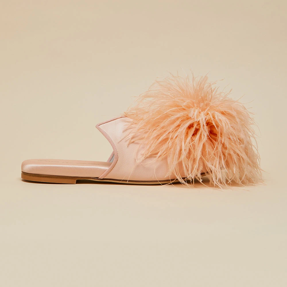 Contessa Minnie Silk Feather Slippers - Image 2