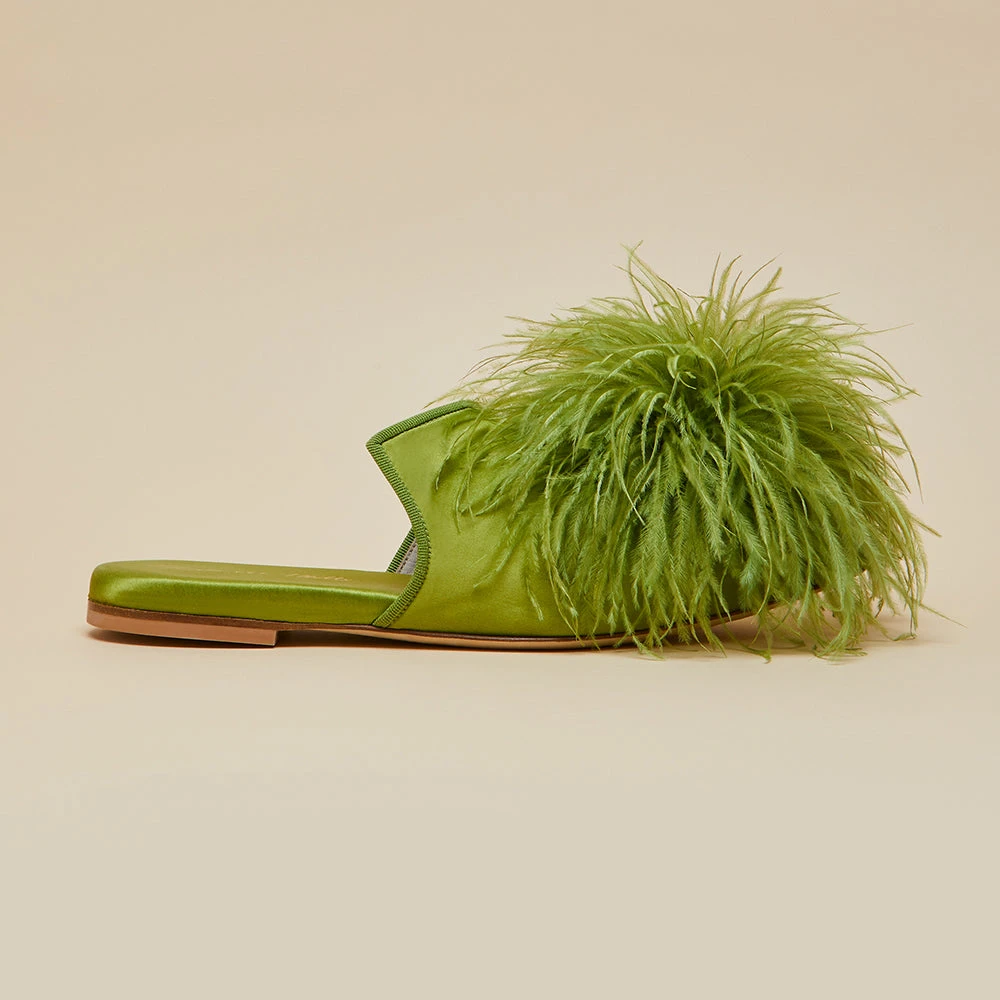 Contessa Niko Silk Feather Slippers - Image 2