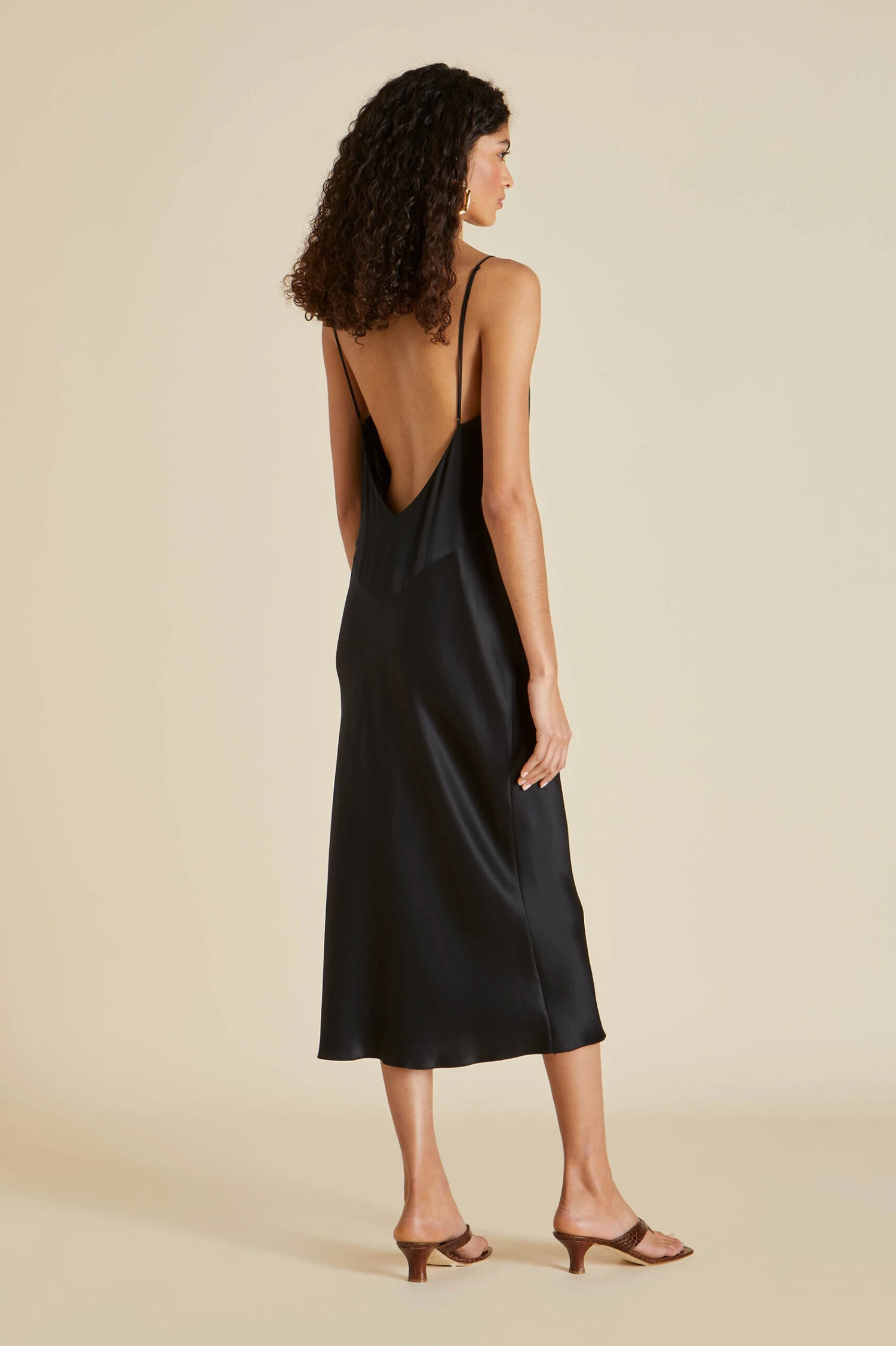 Issa Jet Black Silk Satin Slip Dress - Image 5