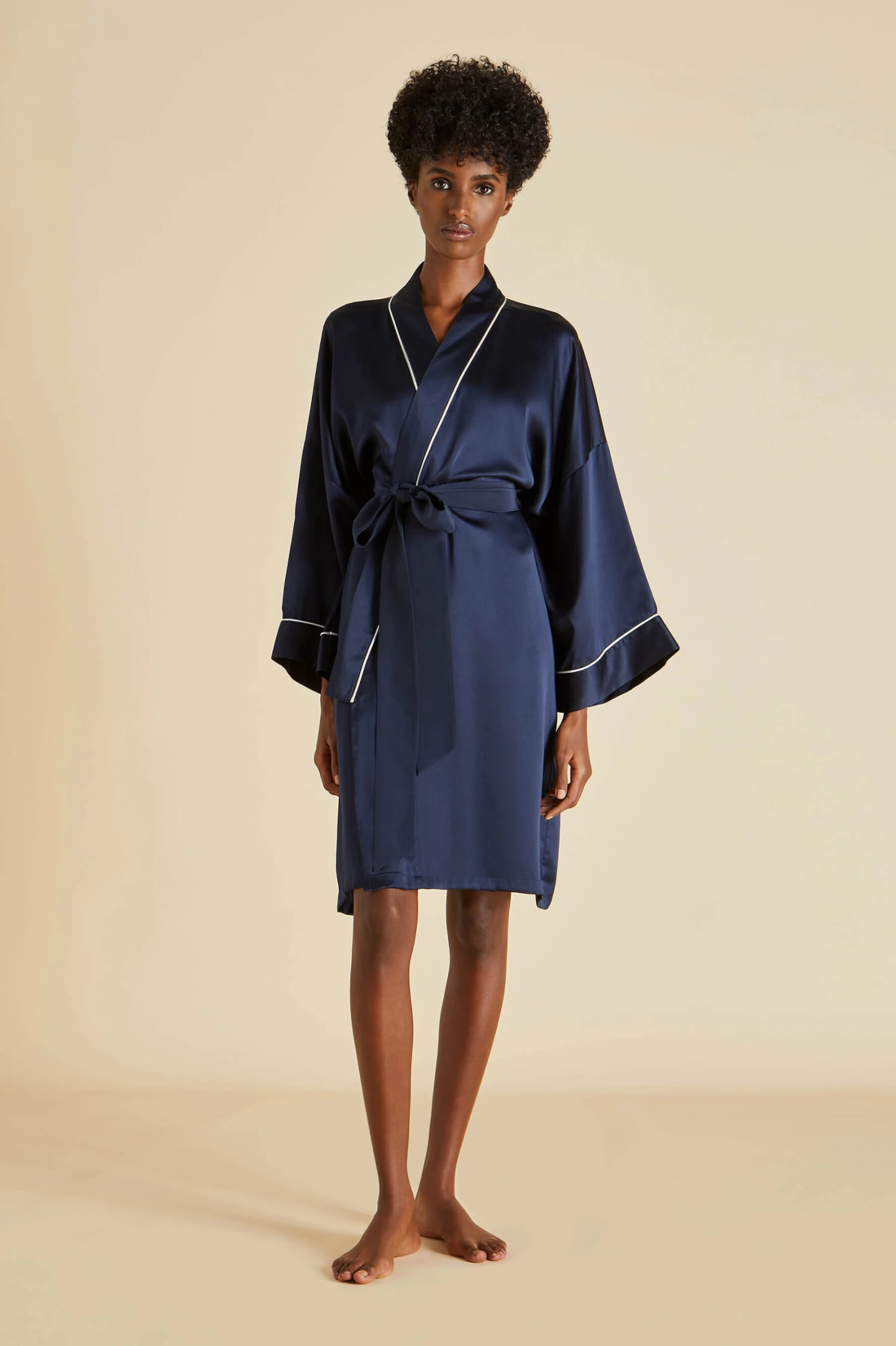 Mimi Navy Silk Satin Robe