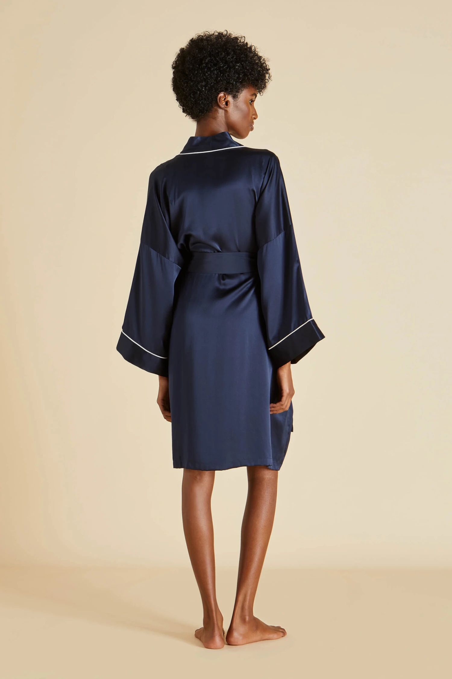 Mimi Navy Silk Satin Robe - Image 4