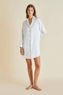 Poppy Ivory Oyster Silk Satin Nightshirt