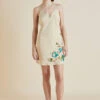 Xena Caladrius Cream Floral Silk Crêpe De Chine Slip Dress