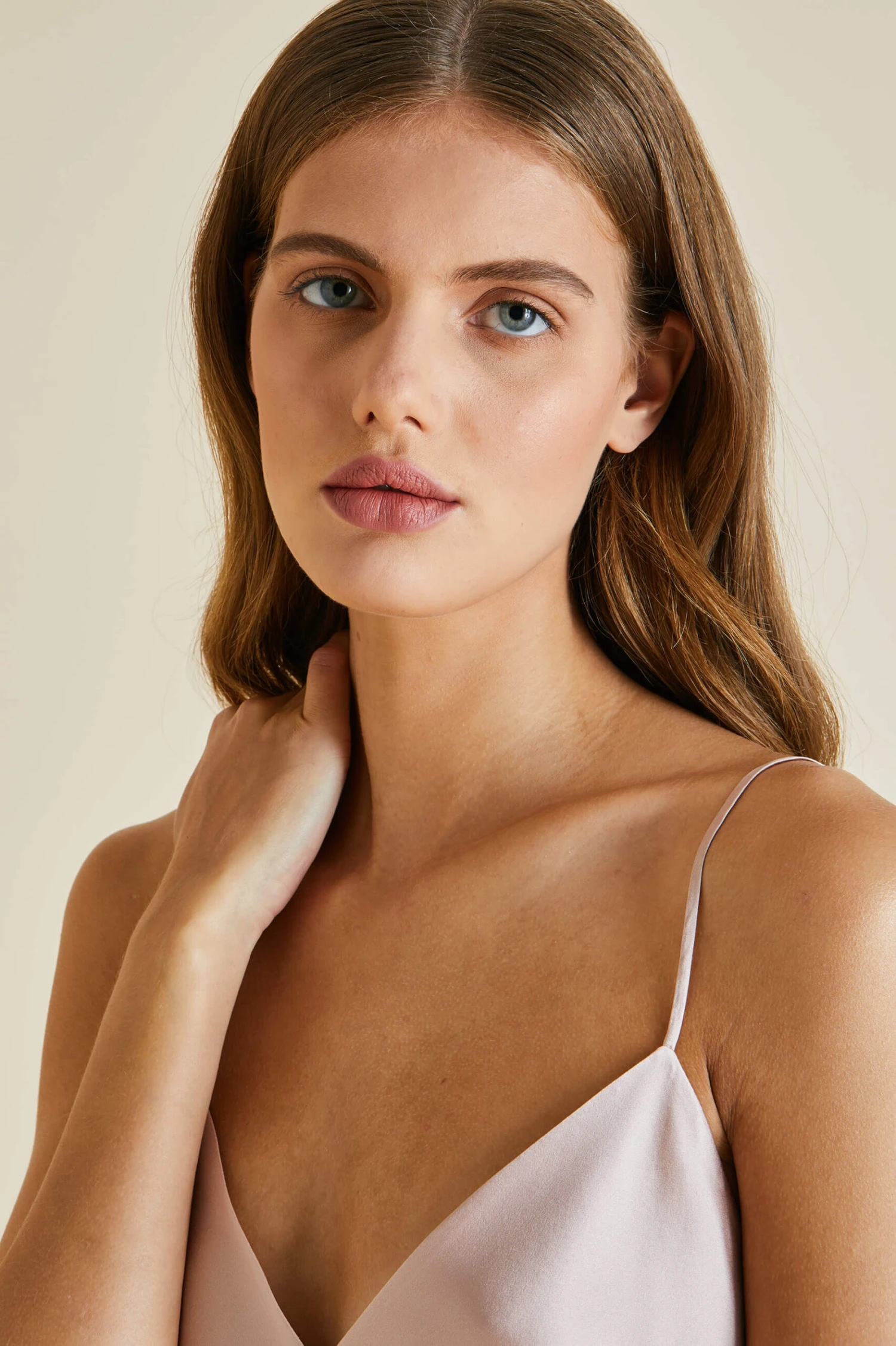 Xena Oyster Silk Satin Slip Dress - Image 3