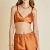 Zsa Zsa Chocolate Silk Satin Bralette Short Set