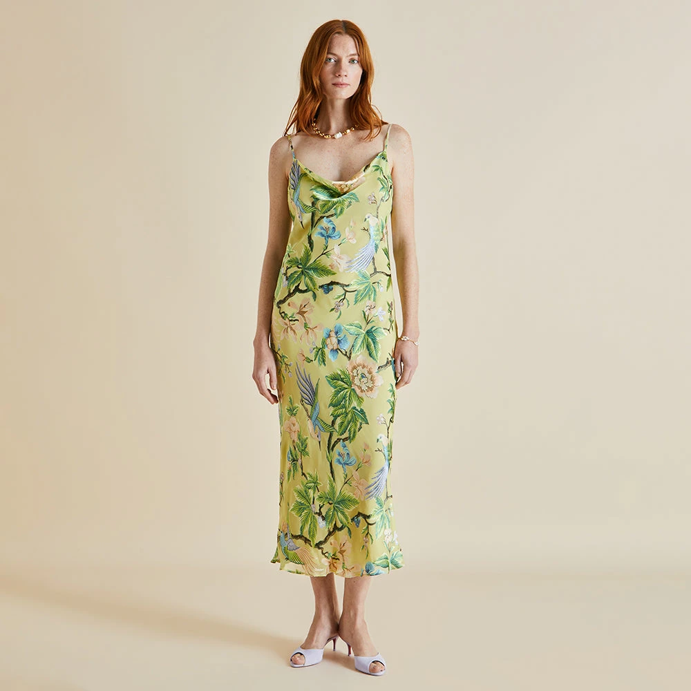 Bibi Arcadius Green Floral Silk Devoré Slip Dress - Image 2