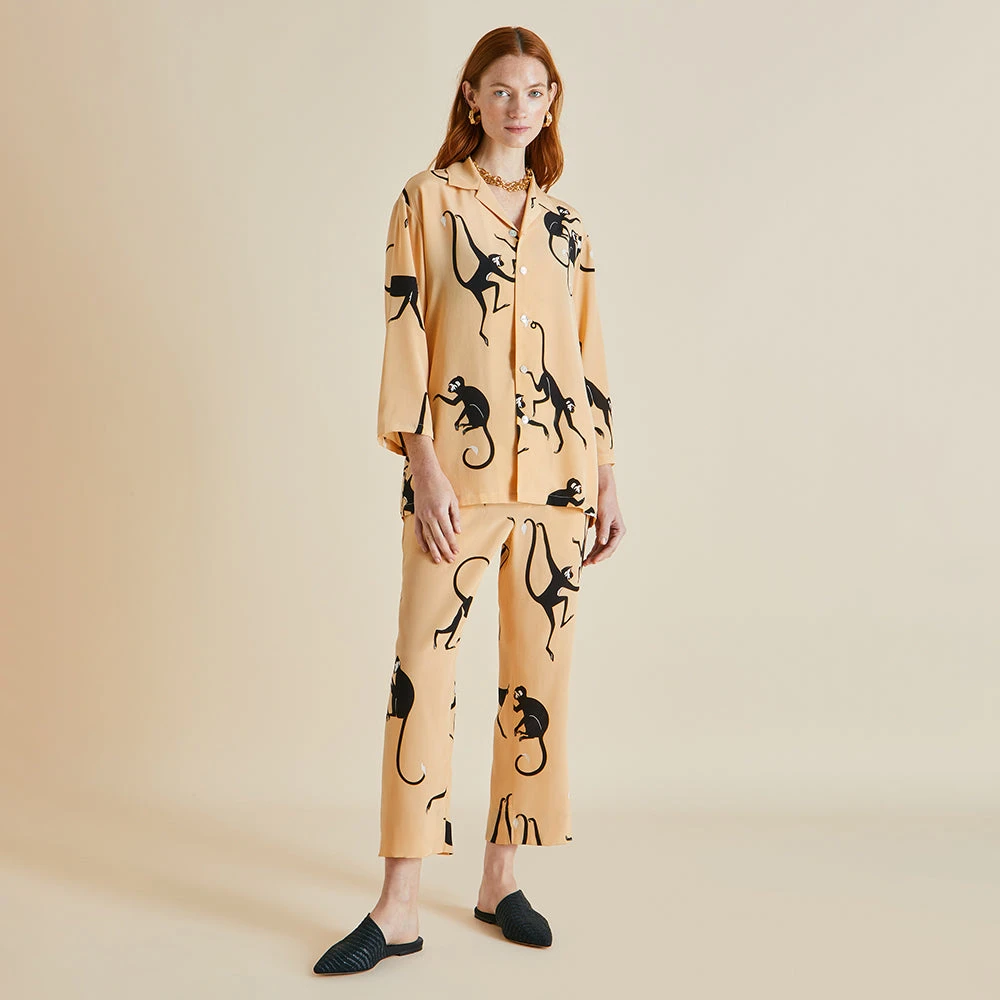 Casablanca Janda Orange Monkey Silk Crêpe De Chine Pajamas - Image 2