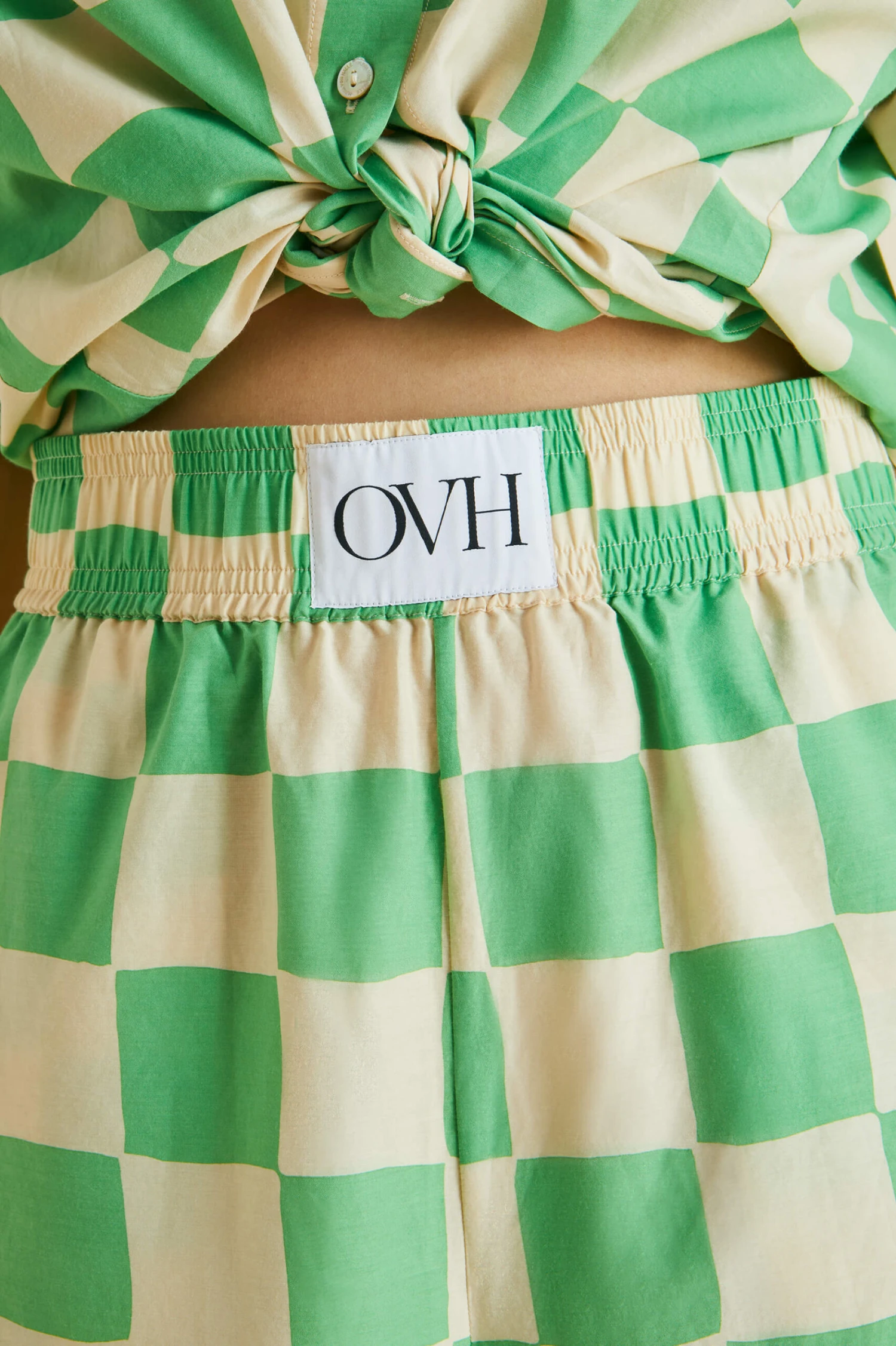 Alabama Croisette Green Gingham Cotton-Silk Pajamas - Image 5