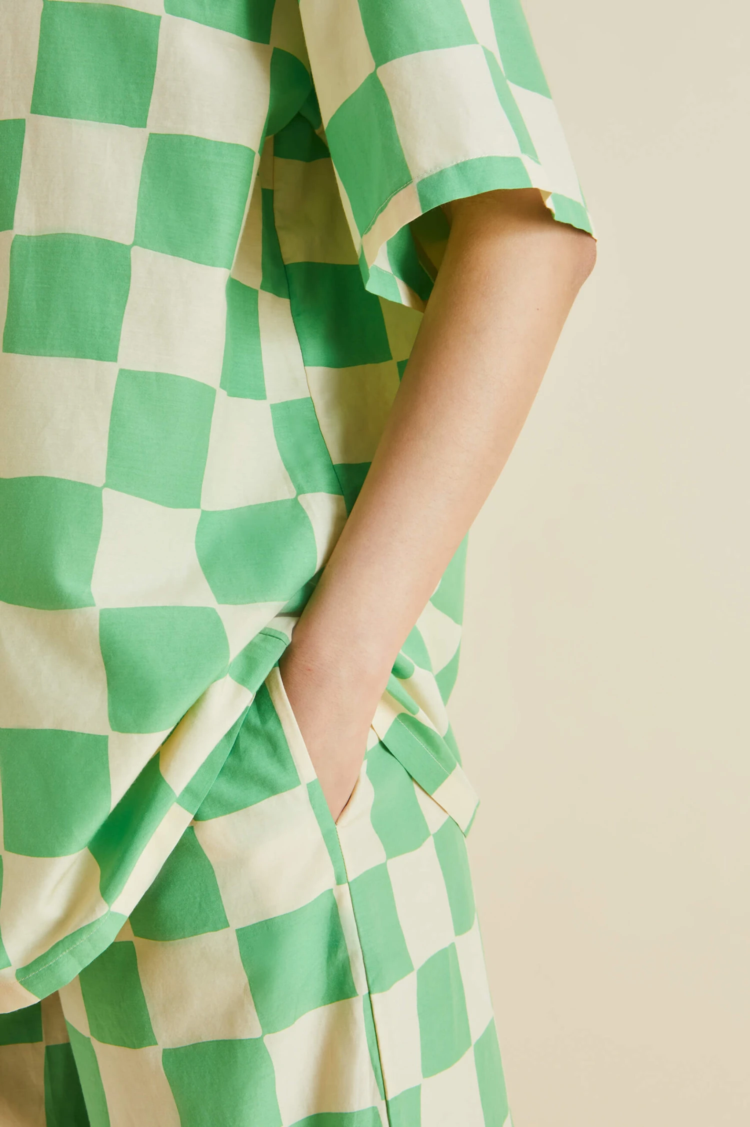 Alabama Croisette Green Gingham Cotton-Silk Pajamas - Image 6