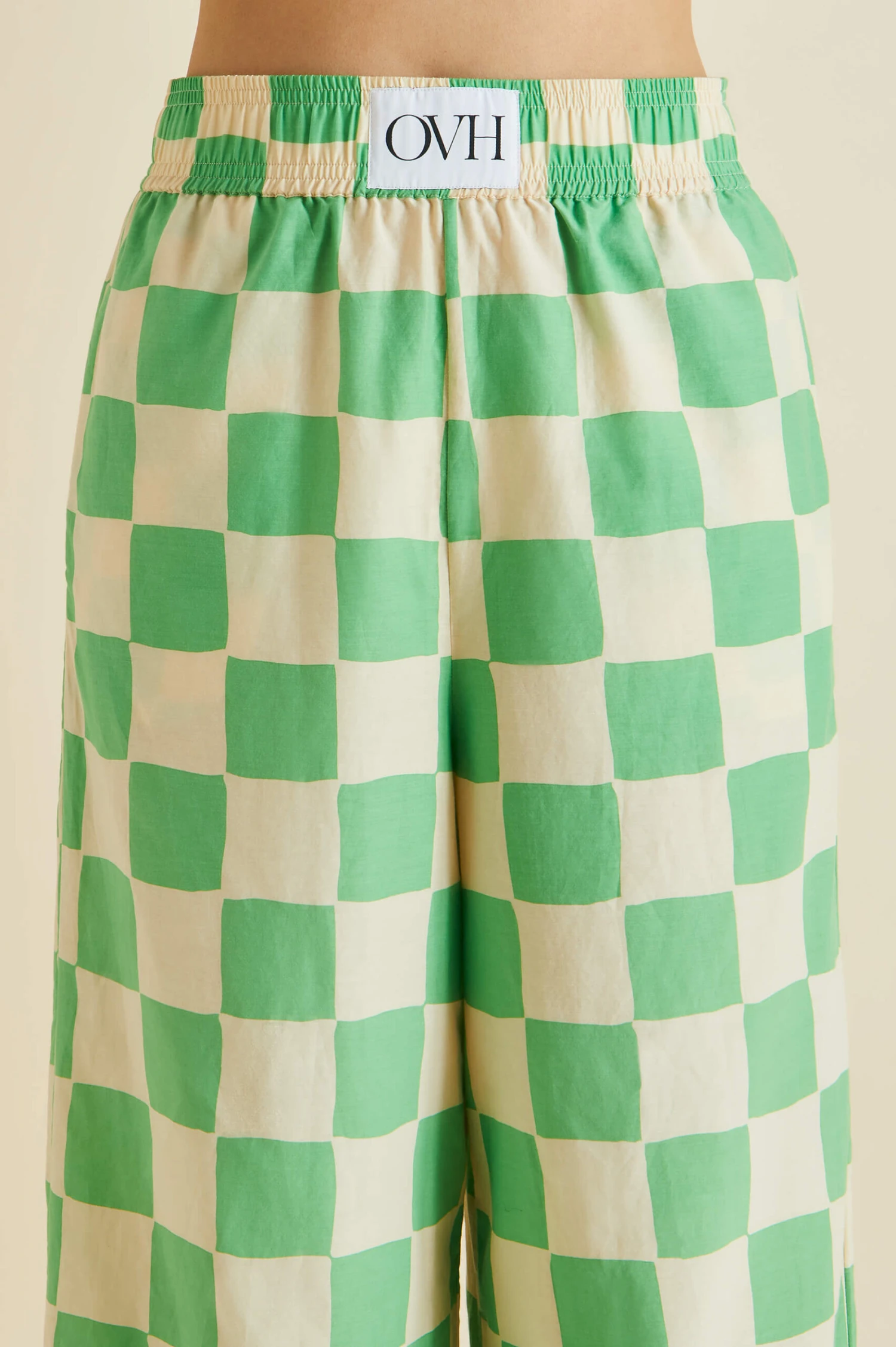 Alabama Croisette Green Gingham Cotton-Silk Pajamas - Image 7