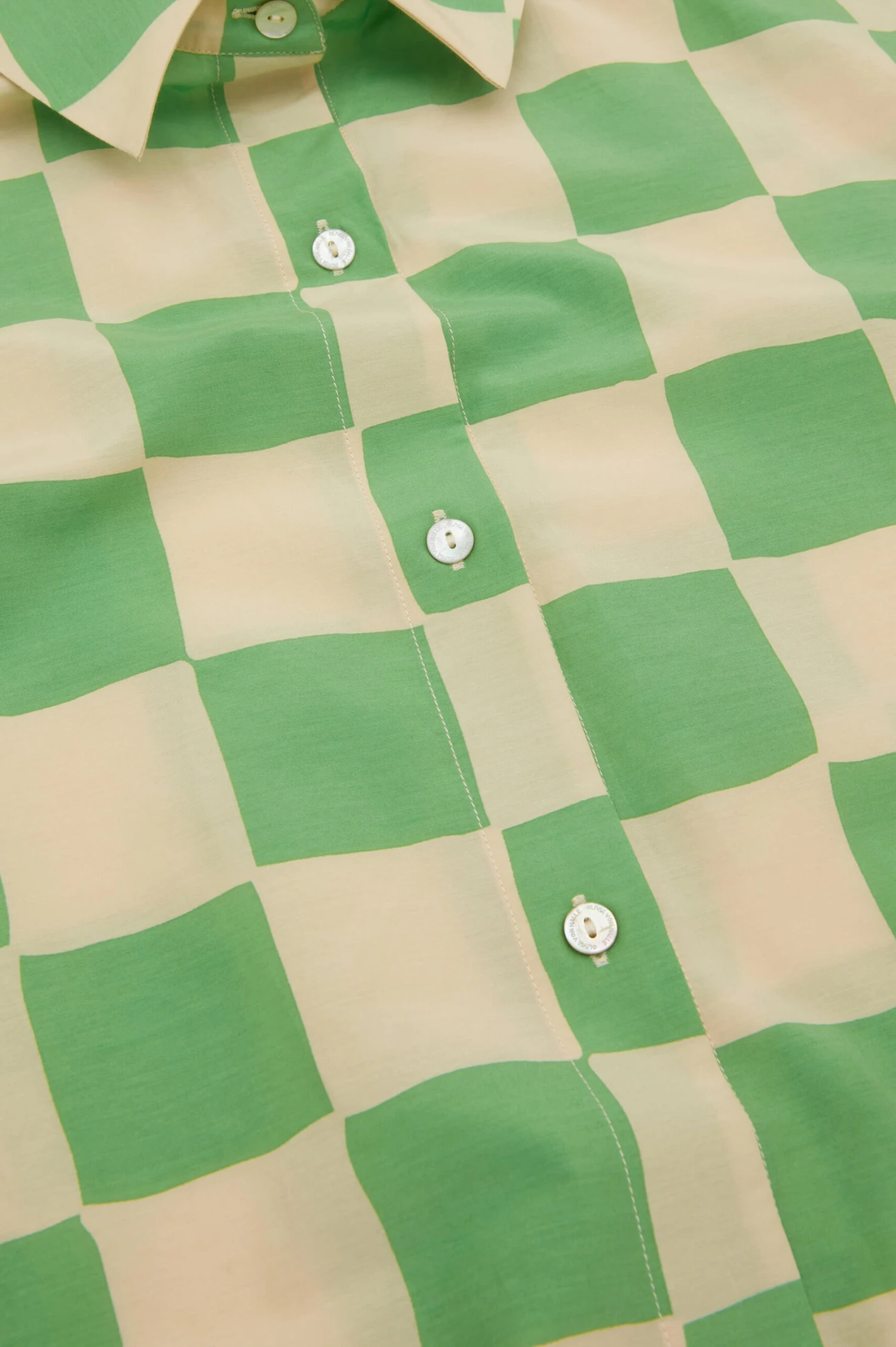 Alabama Croisette Green Gingham Cotton-Silk Pajamas - Image 8