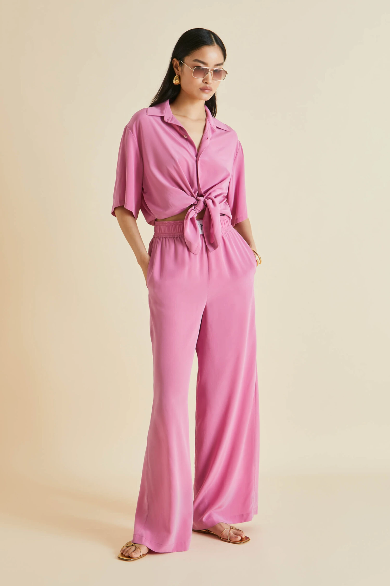 Alabama Pink Silk Crêpe De Chine Pajamas - Image 3