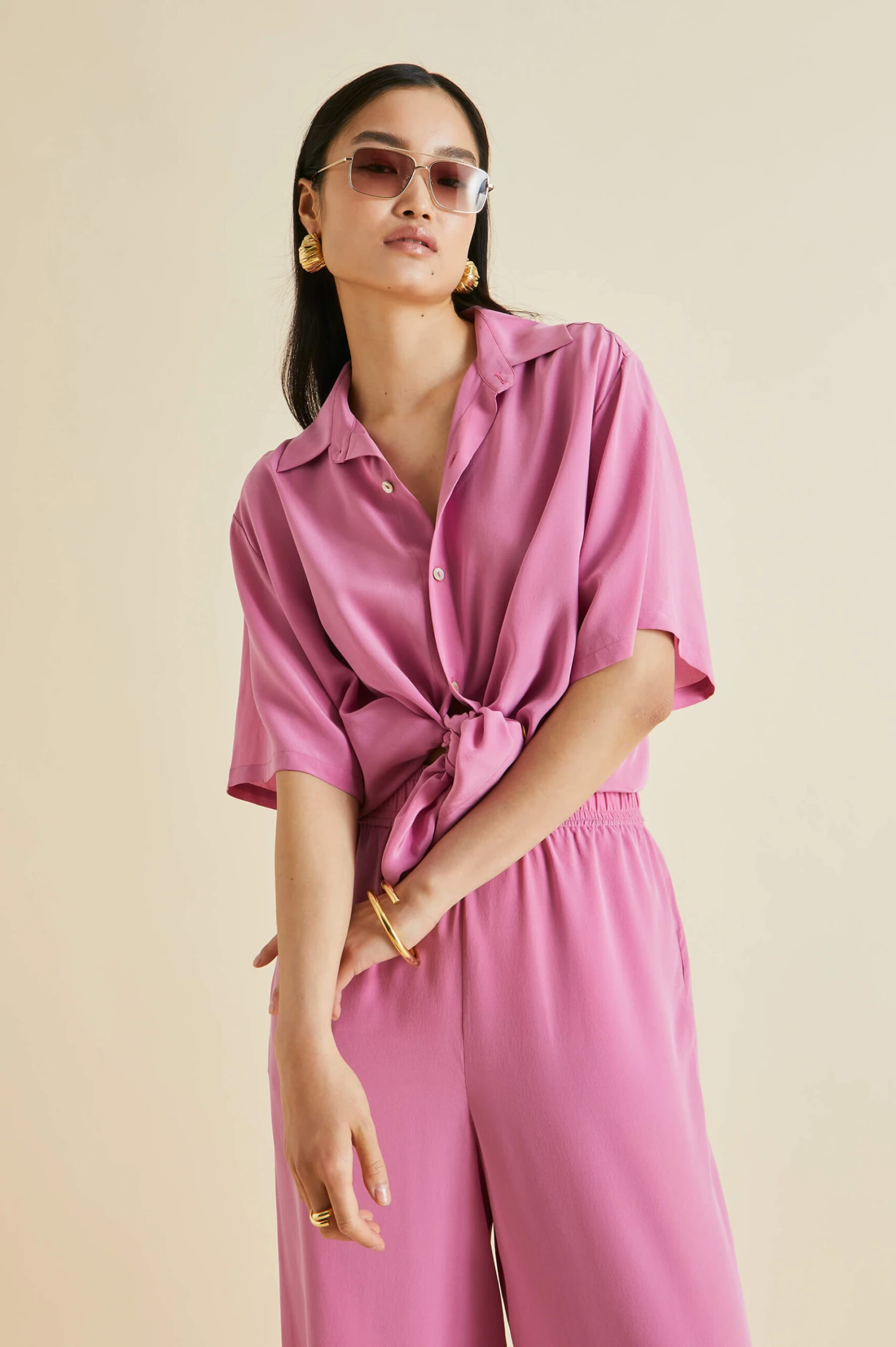 Alabama Pink Silk Crêpe De Chine Pajamas - Image 4