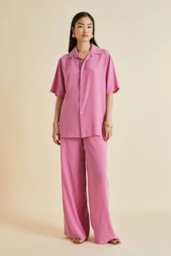 Alabama Pink Silk Crêpe De Chine Pajamas