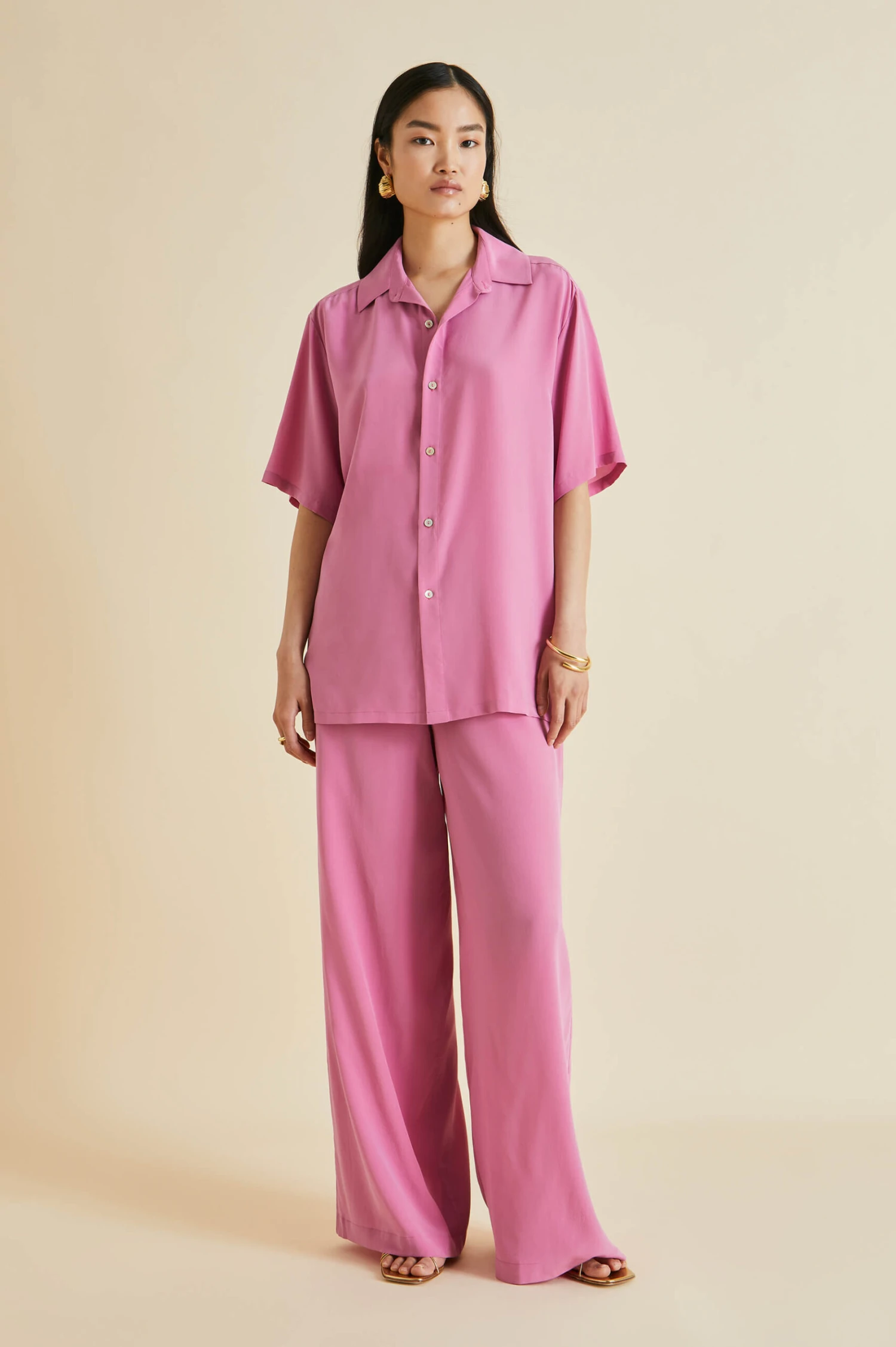 Alabama Pink Silk Crêpe De Chine Pajamas
