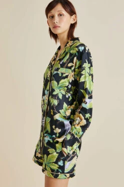 Alba Alkonist Black Floral Silk Satin Pajamas