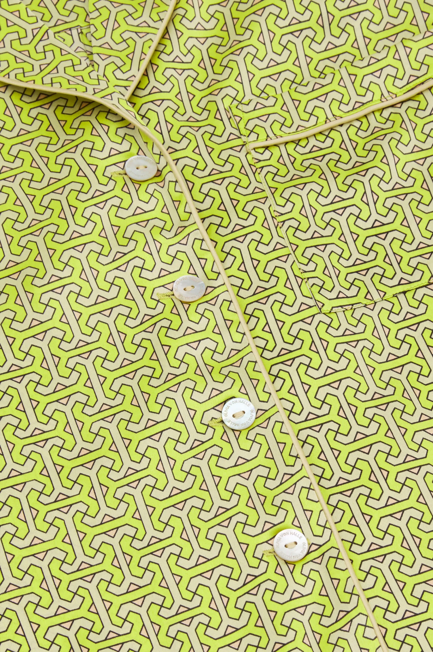 Alba Mirage Green Geometric Silk Satin Pajamas - Image 8