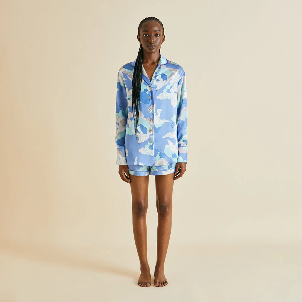 Alba Juliette Blue Dove Silk Satin Pajamas - Image 2