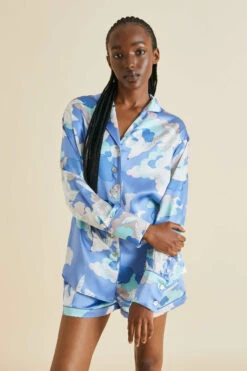 Alba Juliette Blue Dove Silk Satin Pajamas