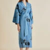 Amaya Jacamar Blue Monkey Cotton-Silk Robe