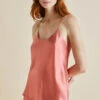 Bella Rose Pink Silk Satin Camisole Set
