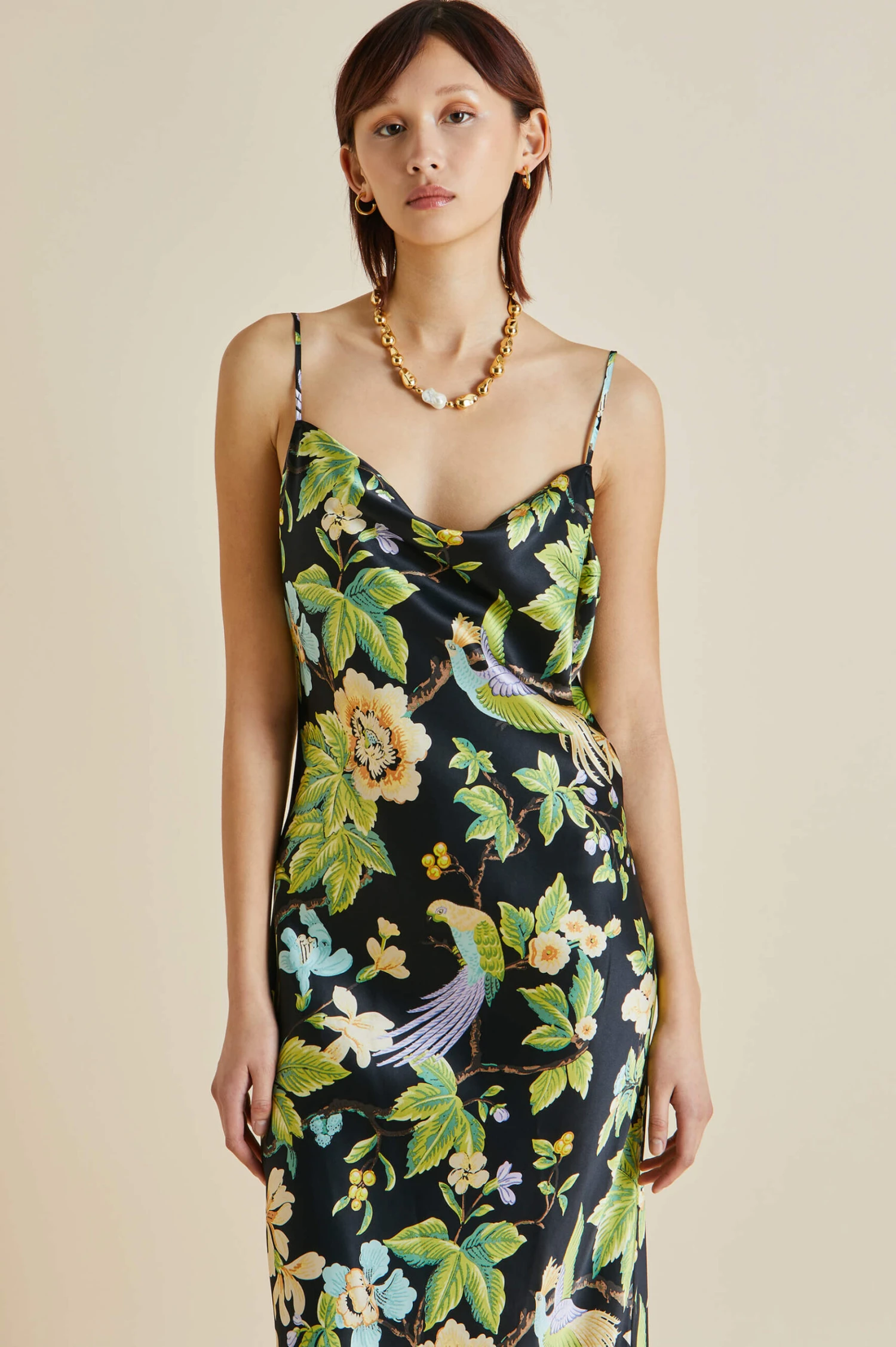 Bibi Alkonist Black Floral Silk Satin Slip Dress - Image 3