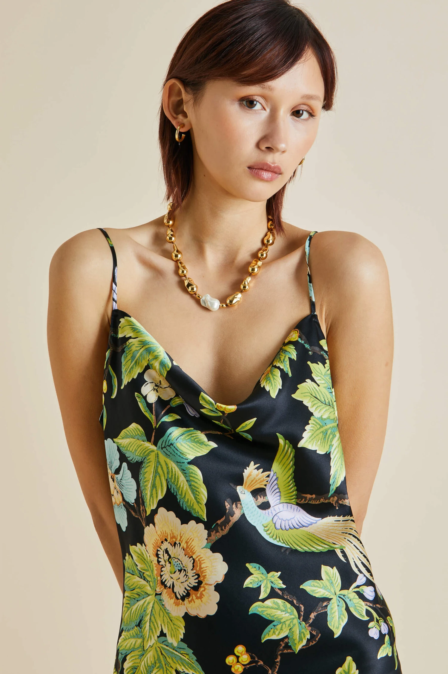 Bibi Alkonist Black Floral Silk Satin Slip Dress - Image 5
