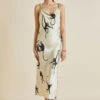 Bibi Macaque Cream Monkey Silk Satin Slip Dress