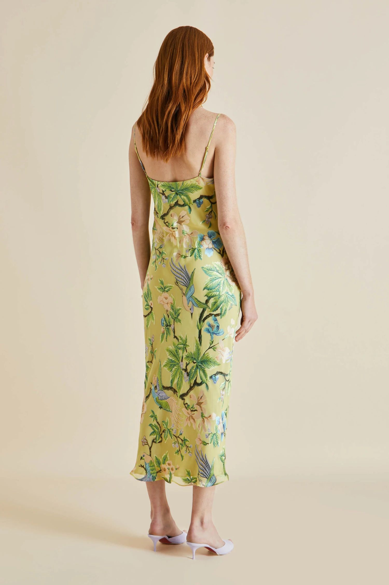 Bibi Arcadius Green Floral Silk Devoré Slip Dress - Image 4