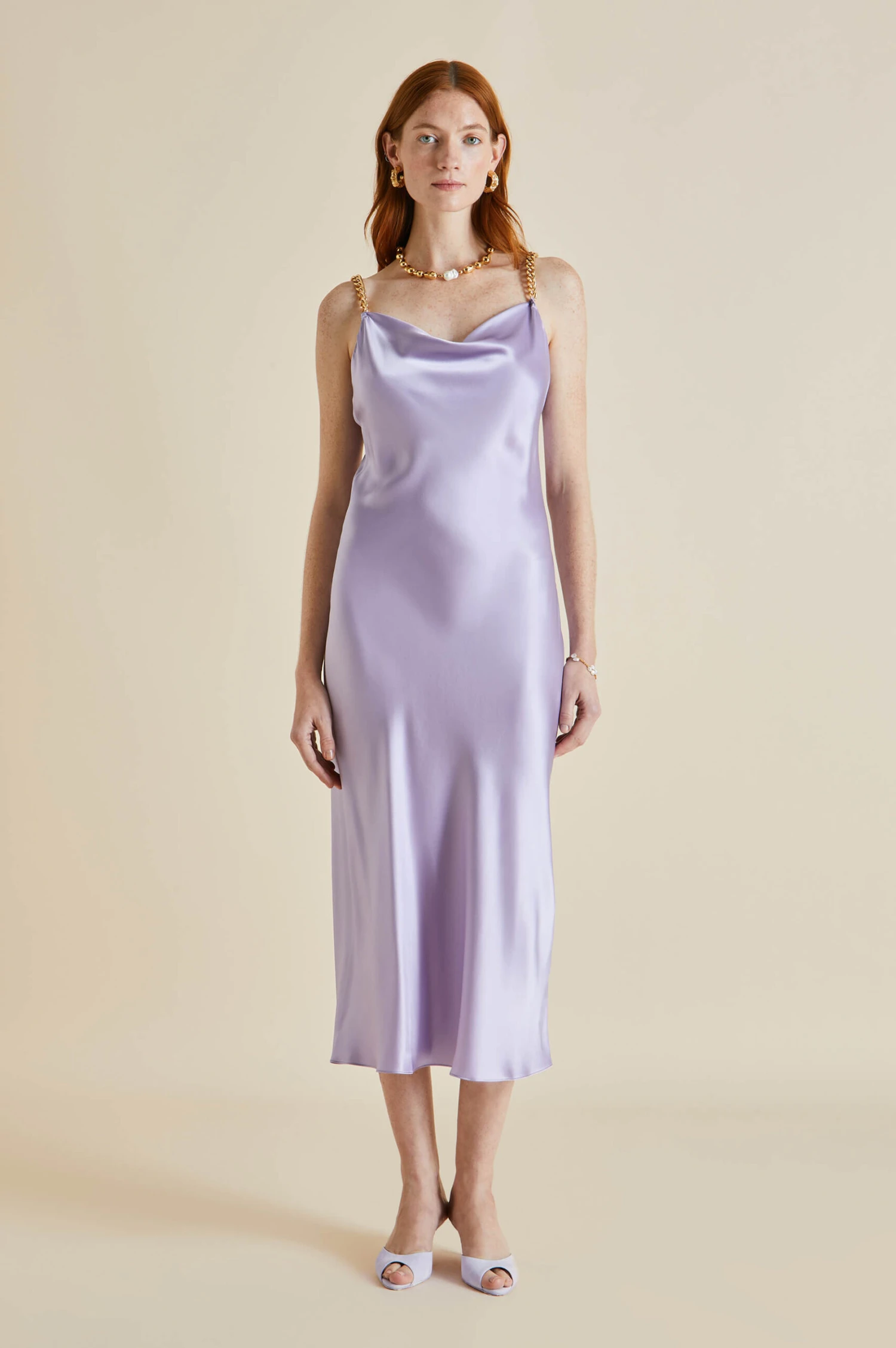 Bibi Lilac Silk Satin Slip Dress - Image 5