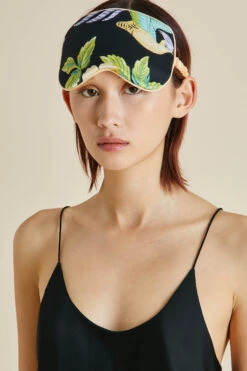 Alkonist Black Floral Silk Satin Eye Mask