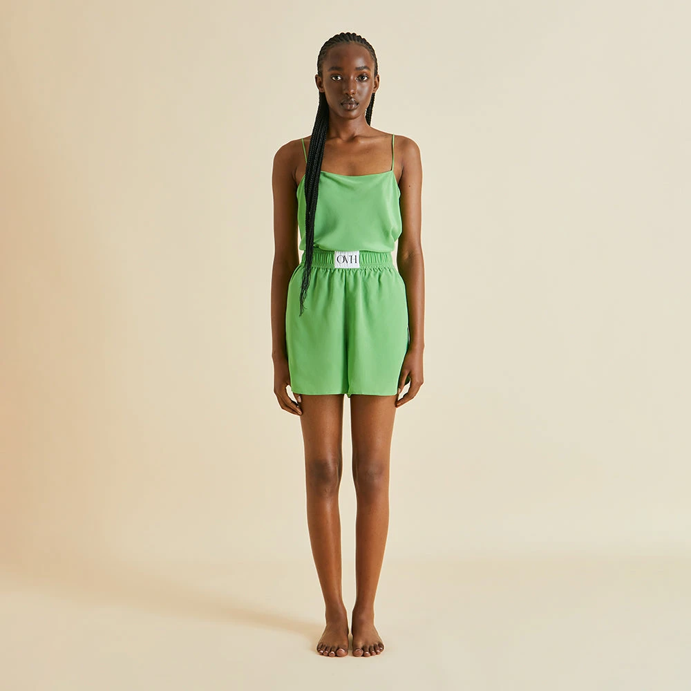 Calypso Green Silk Crêpe De Chine Camisole Set - Image 2