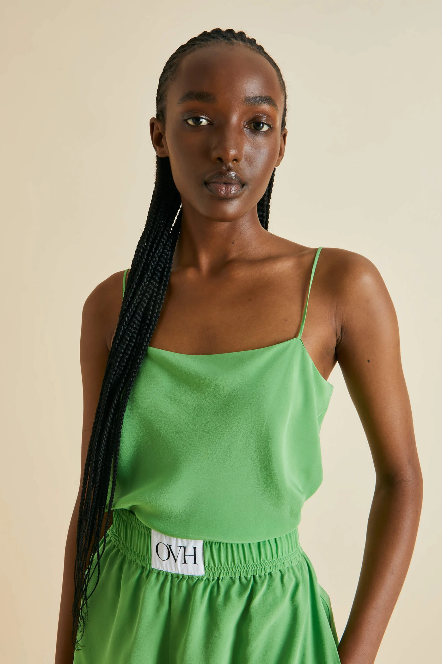 Calypso Green Silk Crêpe De Chine Camisole Set - Image 3