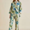 Casablanca Jasmine Blue Floral Cotton-Silk Pajamas