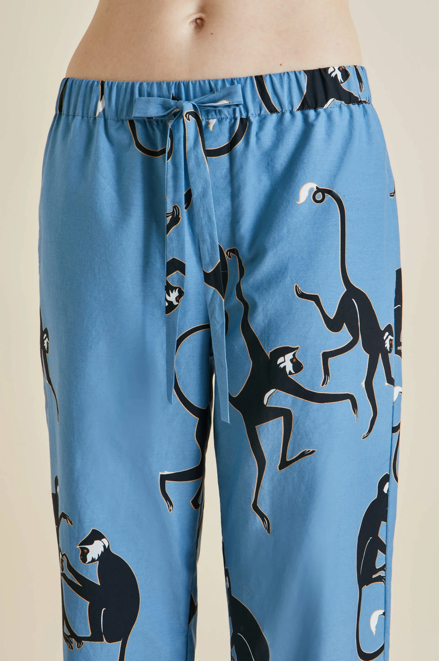 Casablanca Jacamar Blue Monkey Cotton-Silk Pajamas - Image 7