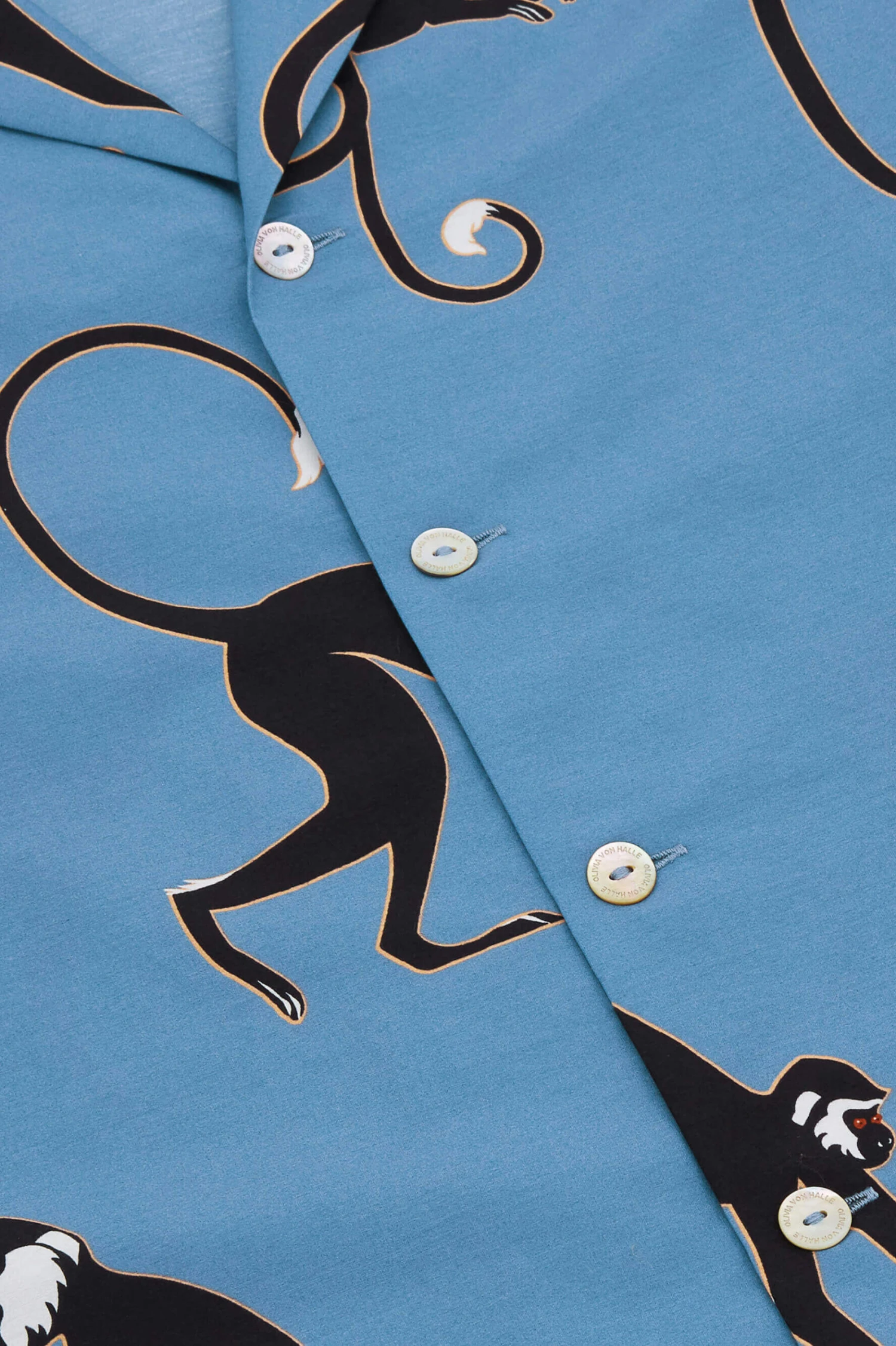 Casablanca Jacamar Blue Monkey Cotton-Silk Pajamas - Image 8