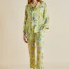 Casablanca Arcadius Green Floral Silk Devoré Pajamas