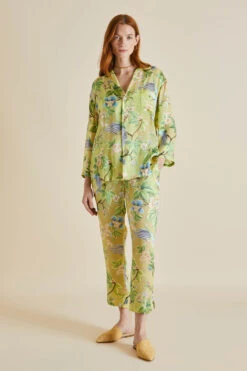 Casablanca Arcadius Green Floral Silk Devoré Pajamas