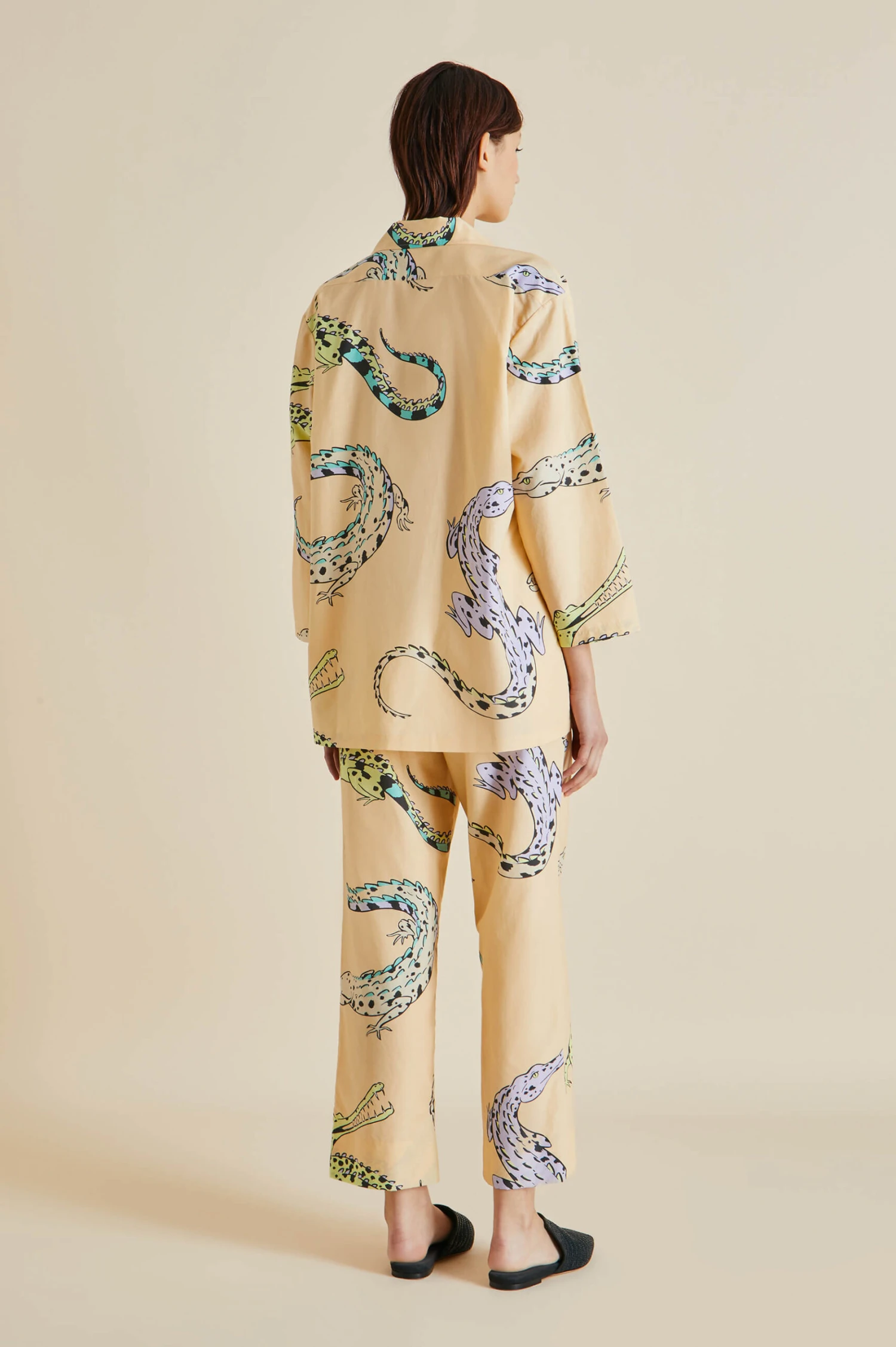 Casablanca Soloma Orange Crocodile Cotton-Silk Pajamas - Image 4