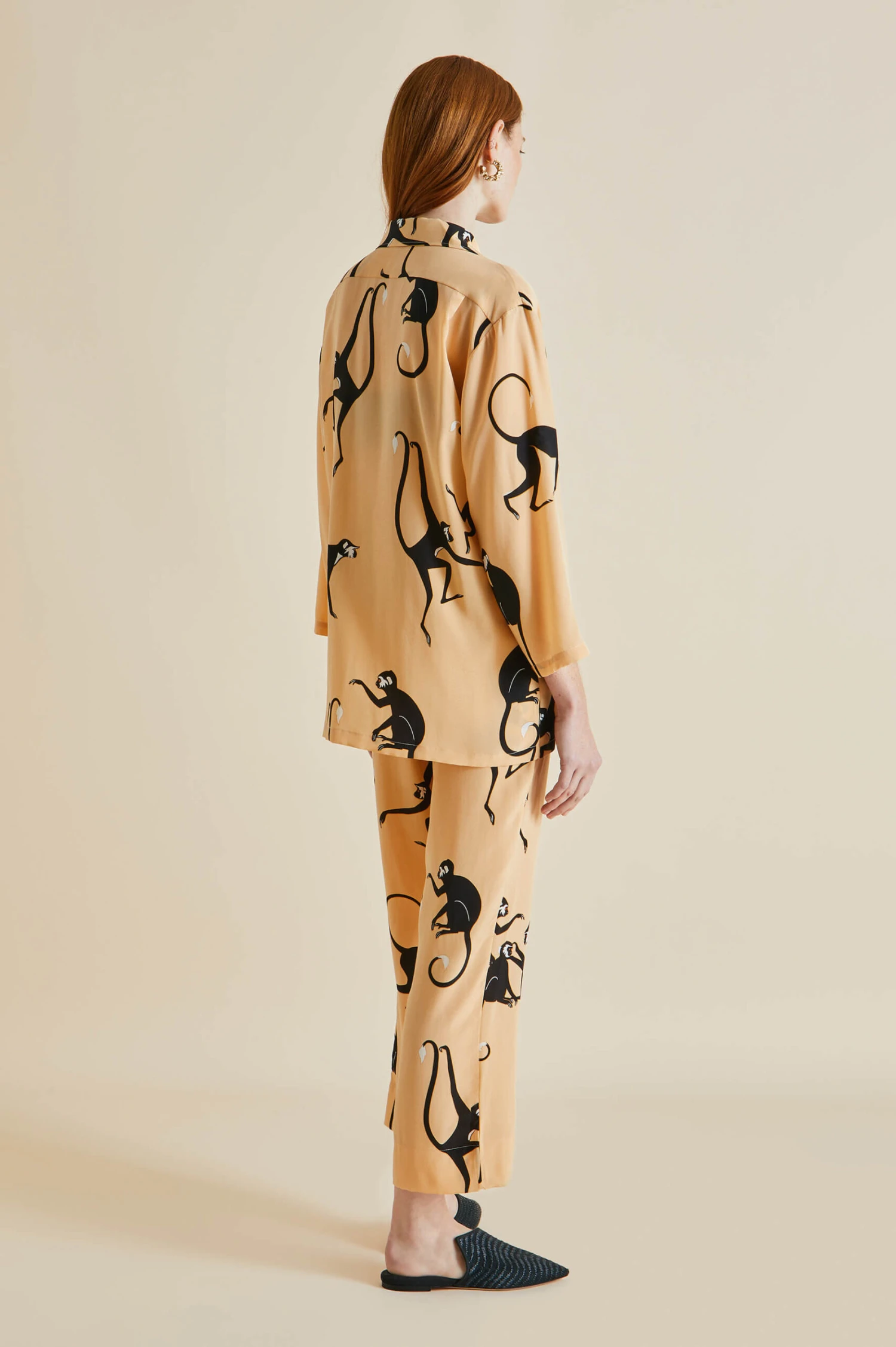 Casablanca Janda Orange Monkey Silk Crêpe De Chine Pajamas - Image 4