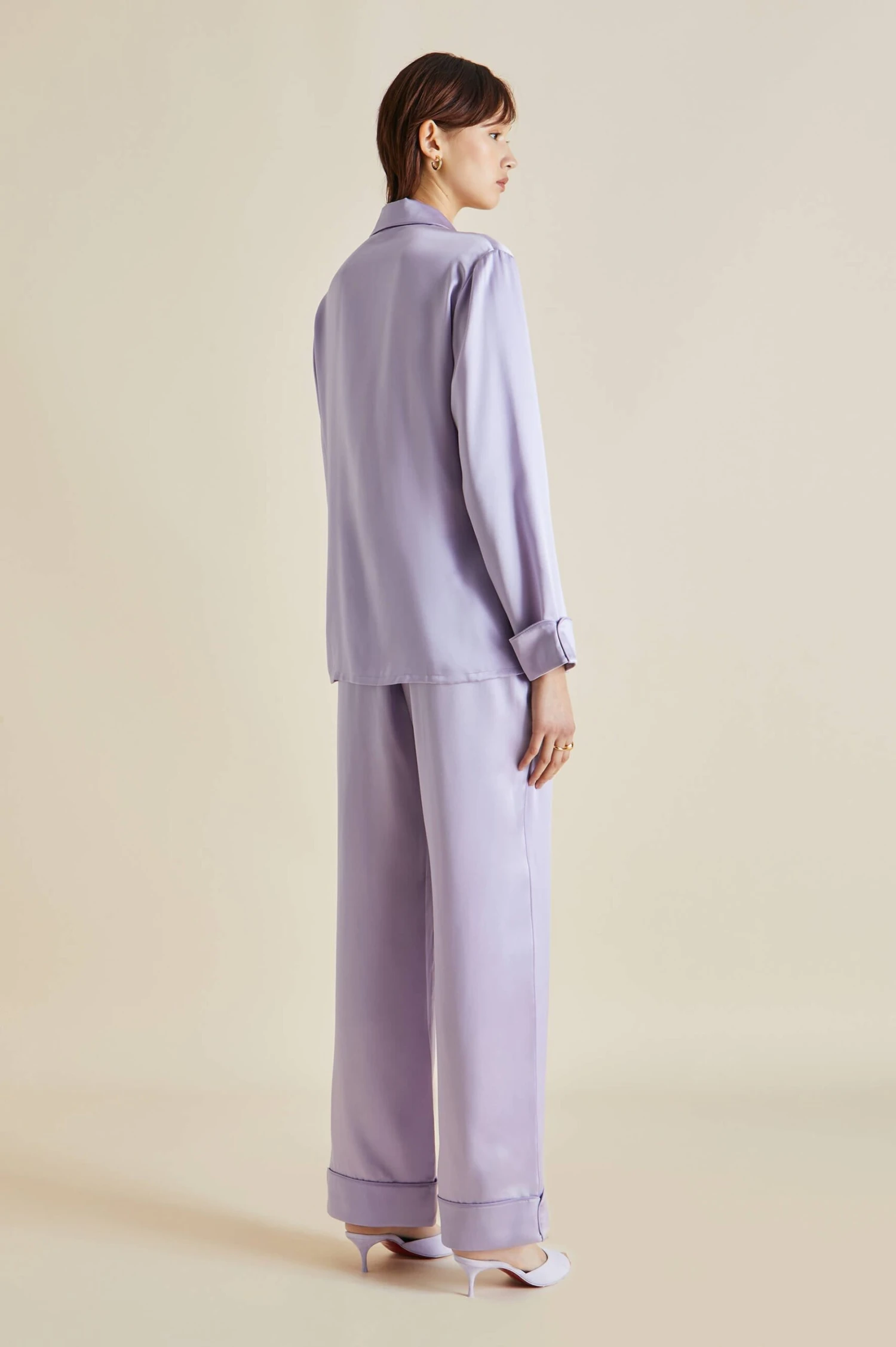 Coco Lilac Silk Satin Pajamas - Image 4